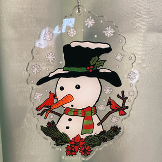 Snowman with  cardinal friends ornament