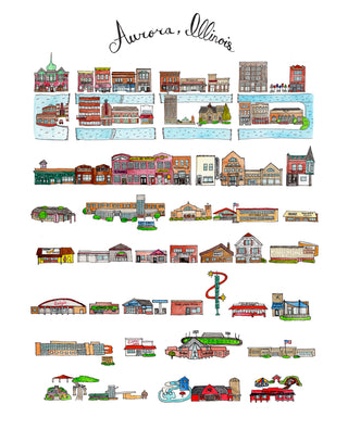 Aurora, IL City portrait print