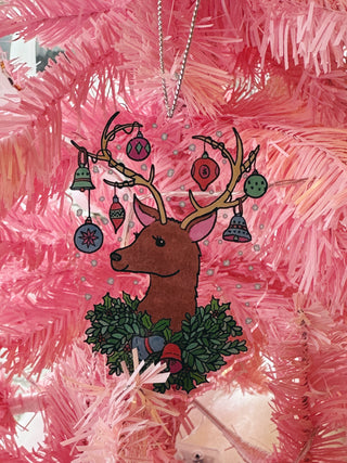 Deer with ornaments ornament