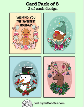 Holiday Character mixed design card pack.