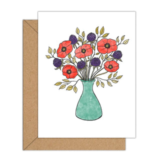Poppies & Purple Coneflowers Card