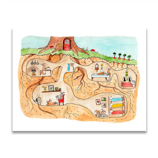 Rabbit Burrow Cross Section Print