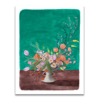 Pink, Teal, Orange Floral Arrangement Print