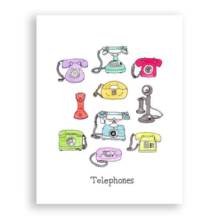 Telephones Watercolor Print