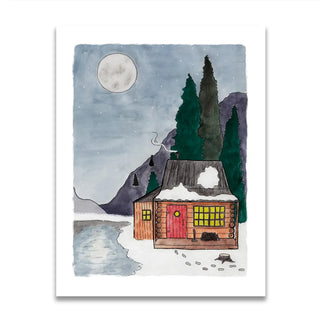 Winter Cabin Print