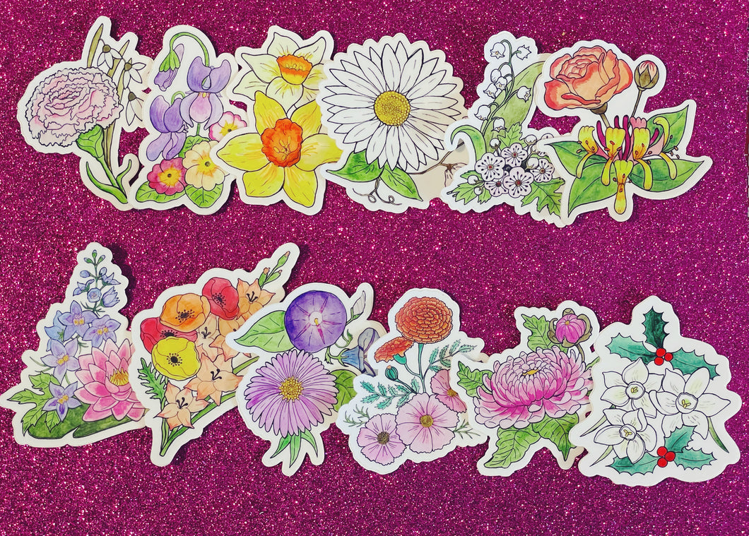 Birth Flower Sticker set.