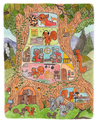Squirrel House Print