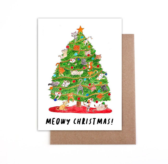 Meowy Christmas cat Christmas card