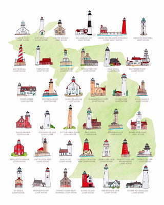 Michigan Lighthouses Print