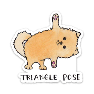 Yoga Triangle Pose Pomeranian Dog Vinyl Sticker