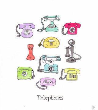 Telephones Watercolor Print