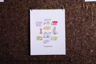 Telephones Watercolor Print