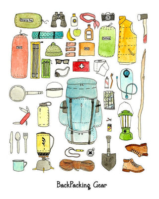 Backpacking gear Print