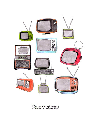 Televisions Watercolor Print