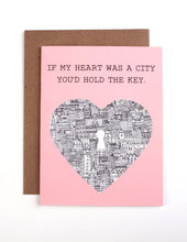 Load image into Gallery viewer, &quot;If My heart was a city...You&#39;d hold the key.&quot; Card
