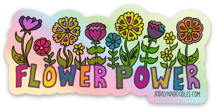 Holographic Flower Power Sticker