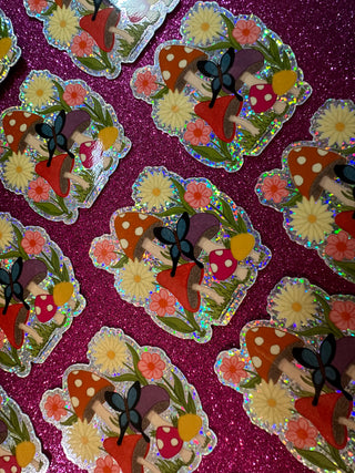 Mushroom glitter Vinyl Sticker