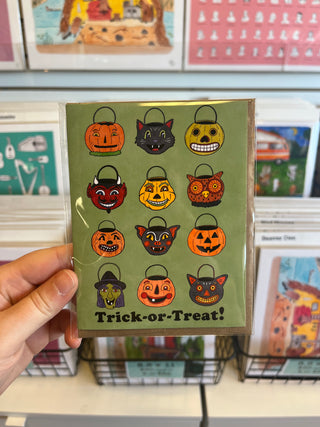 Trick or Treat Pails Halloween Card