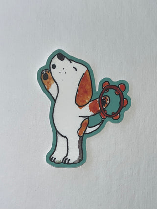 Dog w/ Tambourine Vinyl Sticker