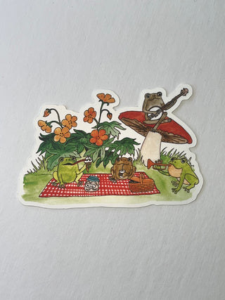 Frog Picnic Vinyl Sticker