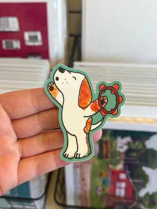 Dog w/ Tambourine Vinyl Sticker