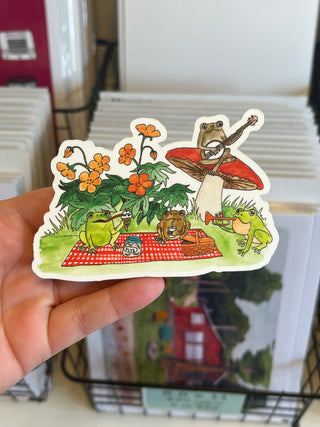 Frog Picnic Vinyl Sticker