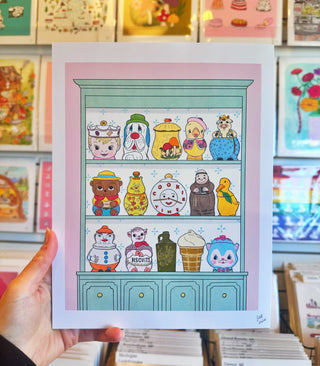 Lefton teapots on a shelf art print.