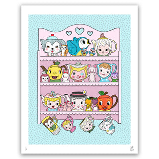 Lefton teapots on a shelf art print.