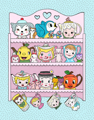 Lefton teapots on a shelf art print.