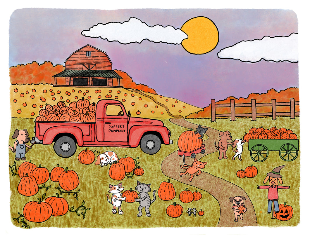 Pupper's pumpkin patch Print