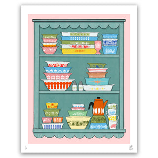 Pyrex on a shelf art print.