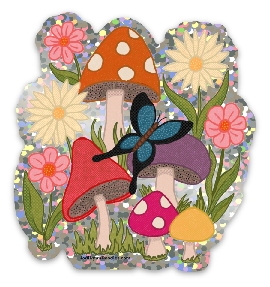 Mushroom glitter Vinyl Sticker