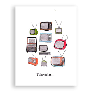 Televisions Watercolor Print