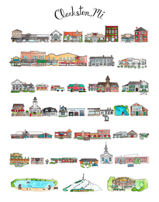 Clarkston Michigan City Portrait Print