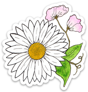 Daisy and Sweet Pea April Birth Flower Vinyl Sticker