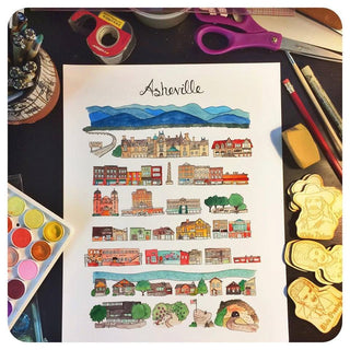Asheville, North Carolina City Portrait Print