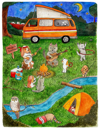 Dog Camp Houndsville Campground Print