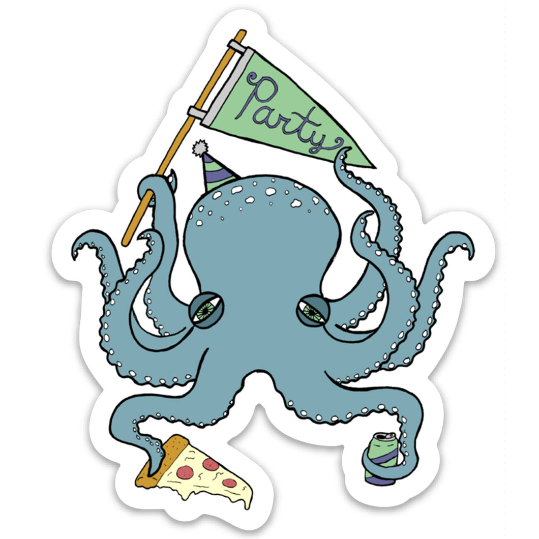 Party Animal Octopus Vinyl Sticker