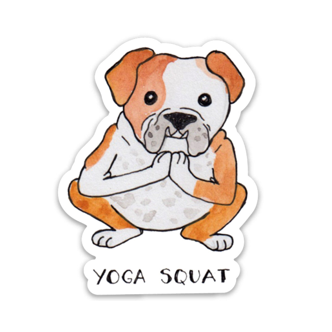 Yoga Squat Bull Dog Vinyl Sticker