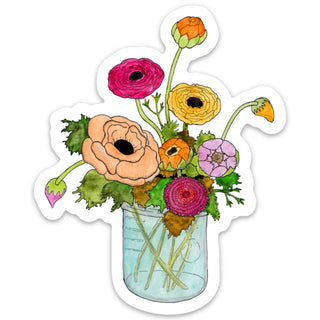 Ranuculus Floral Boquest Vinyl Sticker