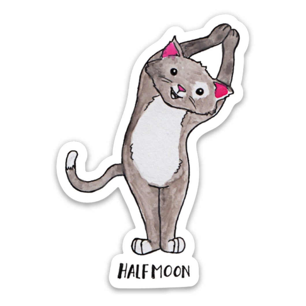 Yoga Halfmoon Pose Cat Vinyl Sticker