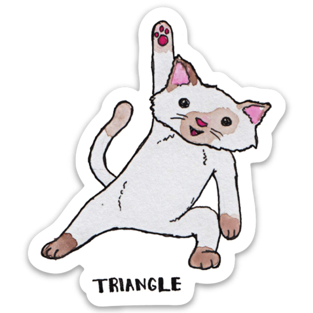 Yoga Triangle Pose Cat Vinyl Sticker