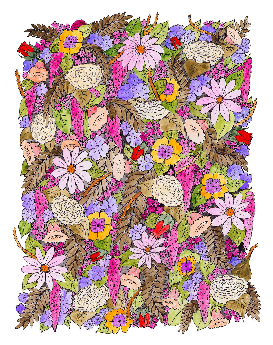 Bed of flowers print