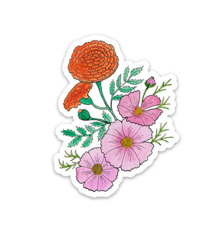 Marigold and Cosmos October birth flower Vinyl Sticker
