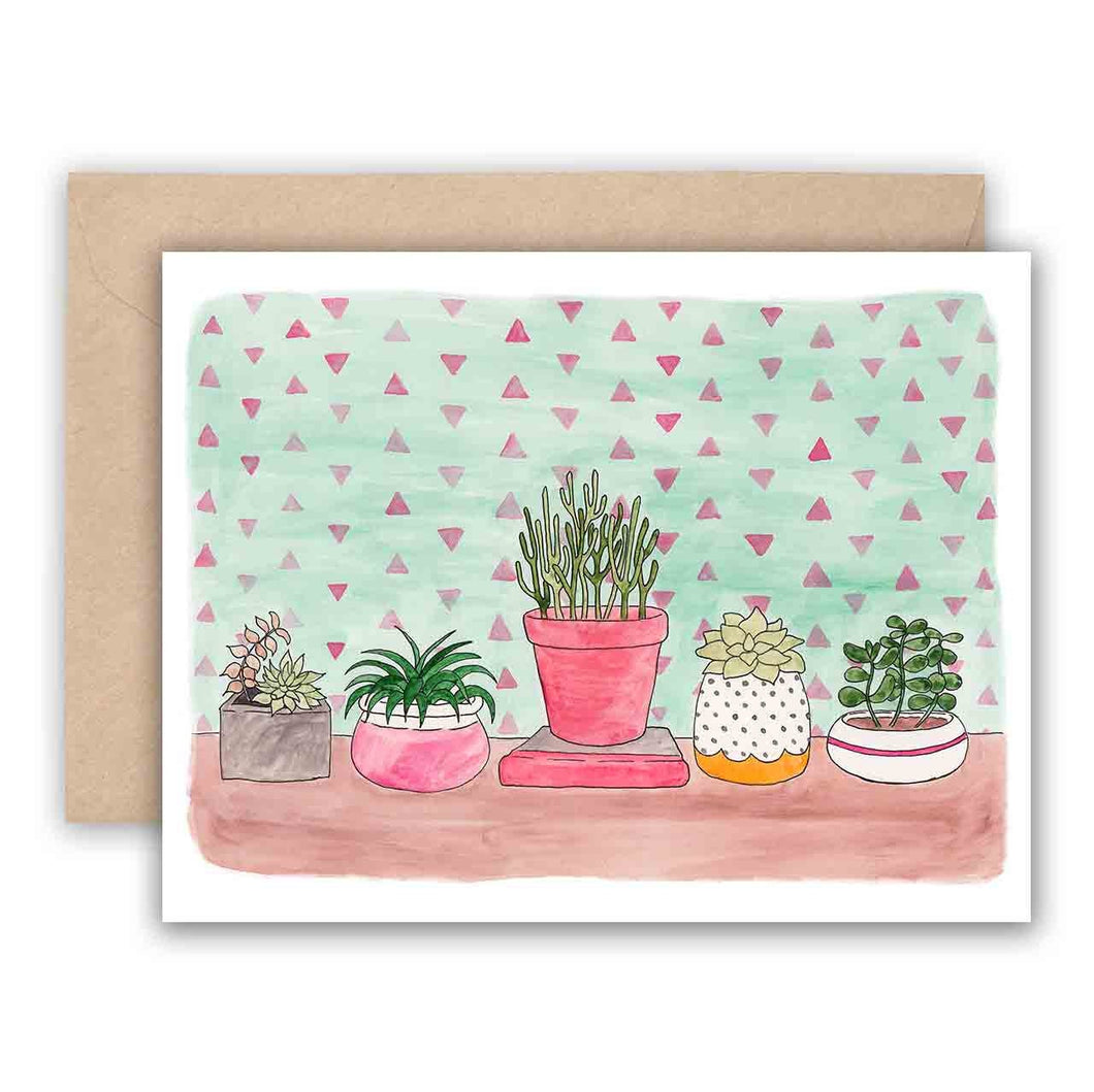 Succulents Plants in Pots Card