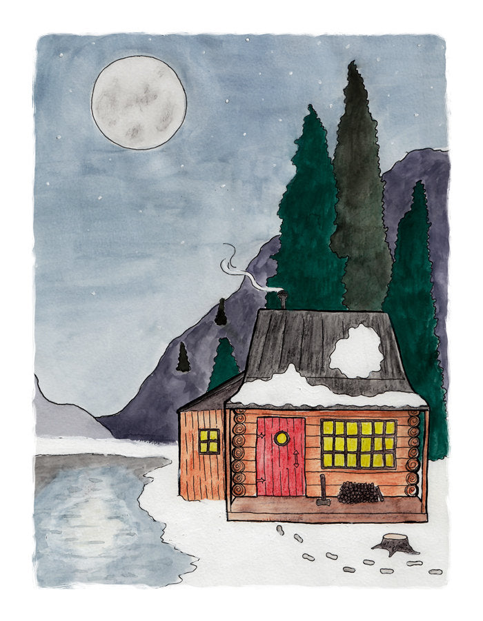 Winter Cabin Illustration
